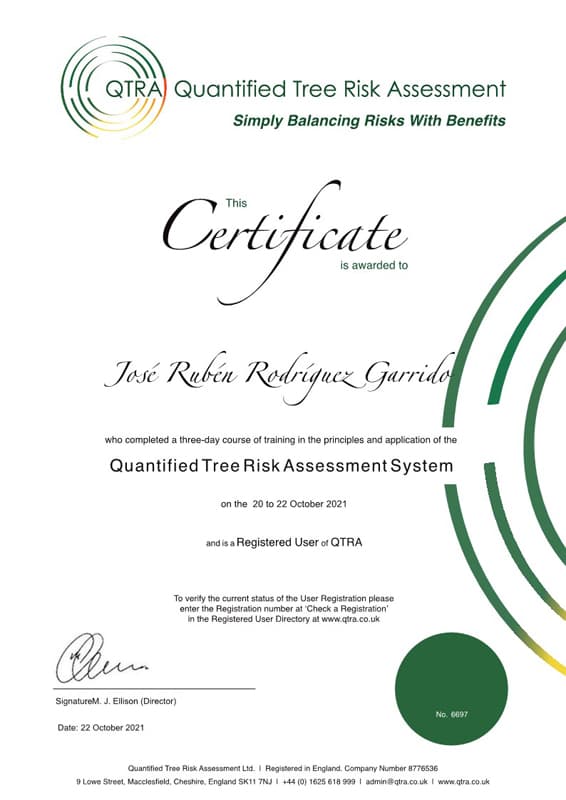 Certificado Quantified Tree Risk Assessment